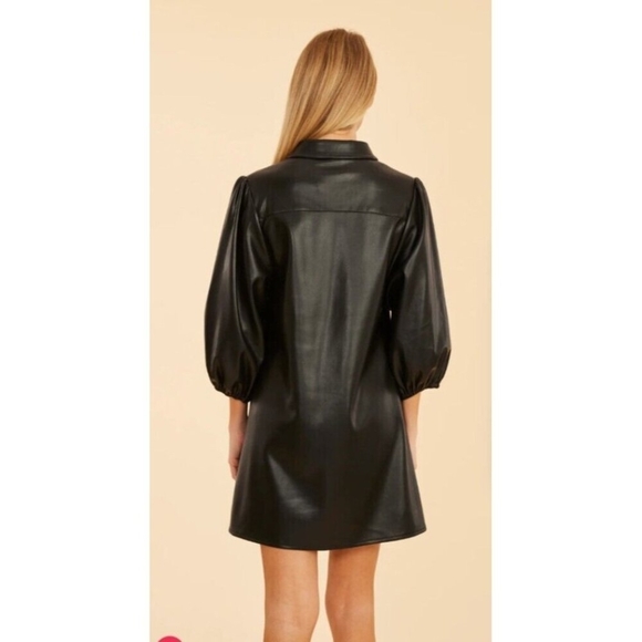 Dolce Cabo puff sleeve faux leather dress Color Black Size XS - Picture 14 of 14